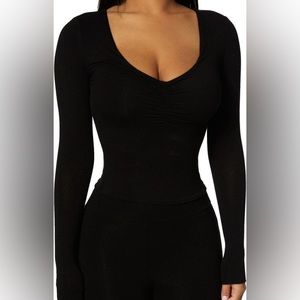 Naked Wardrobe V-Neck Ruched Top